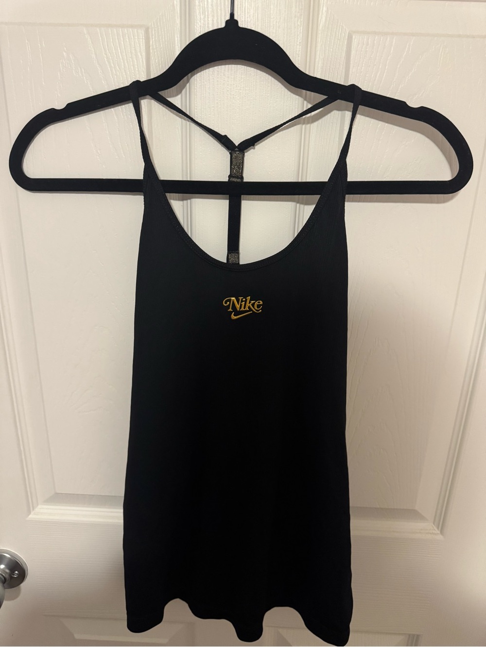 Nike Black Camisole with Gold Logo and Strappy Back